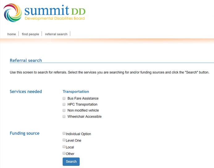 referral search tool screenshot